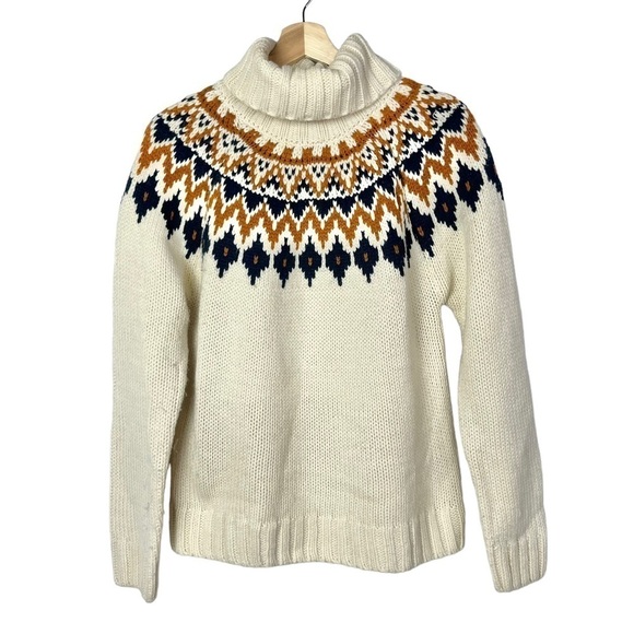 Rachel Zoe White Fair Isle Turtleneck Knit Sweater M - Picture 1 of 3